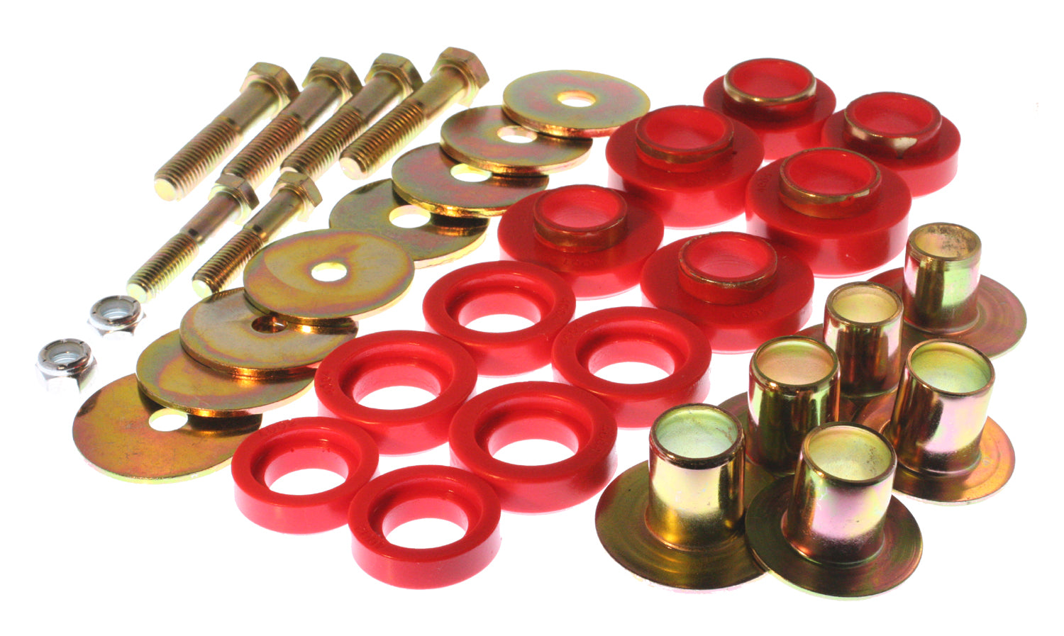 Body Mount Set; Red; Performance Polyurethane; Complete Body/Subframe