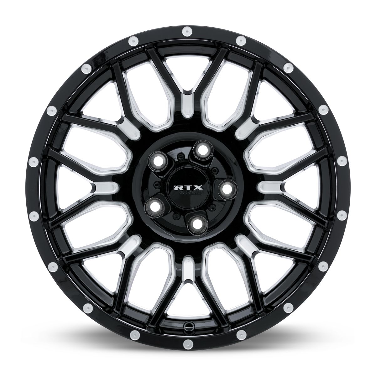 Claw • Gloss Black Milled with Rivets • 20x10 8x165.1 ET-18 CB125