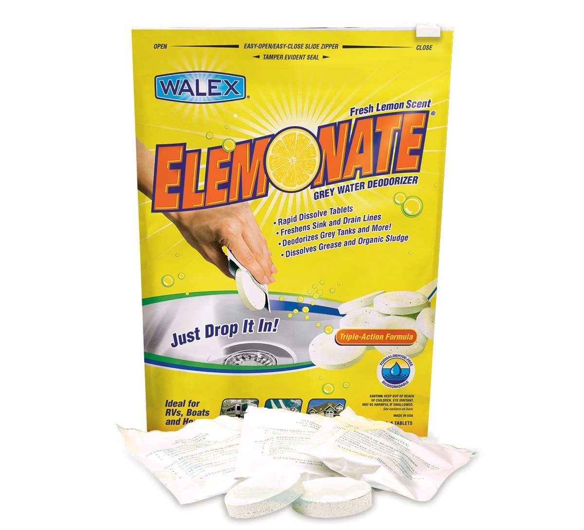 Walex ELEMBGCA - Elemonate® Grey Water Deodorizer - Fresh Lemon Scent - 5 per pack