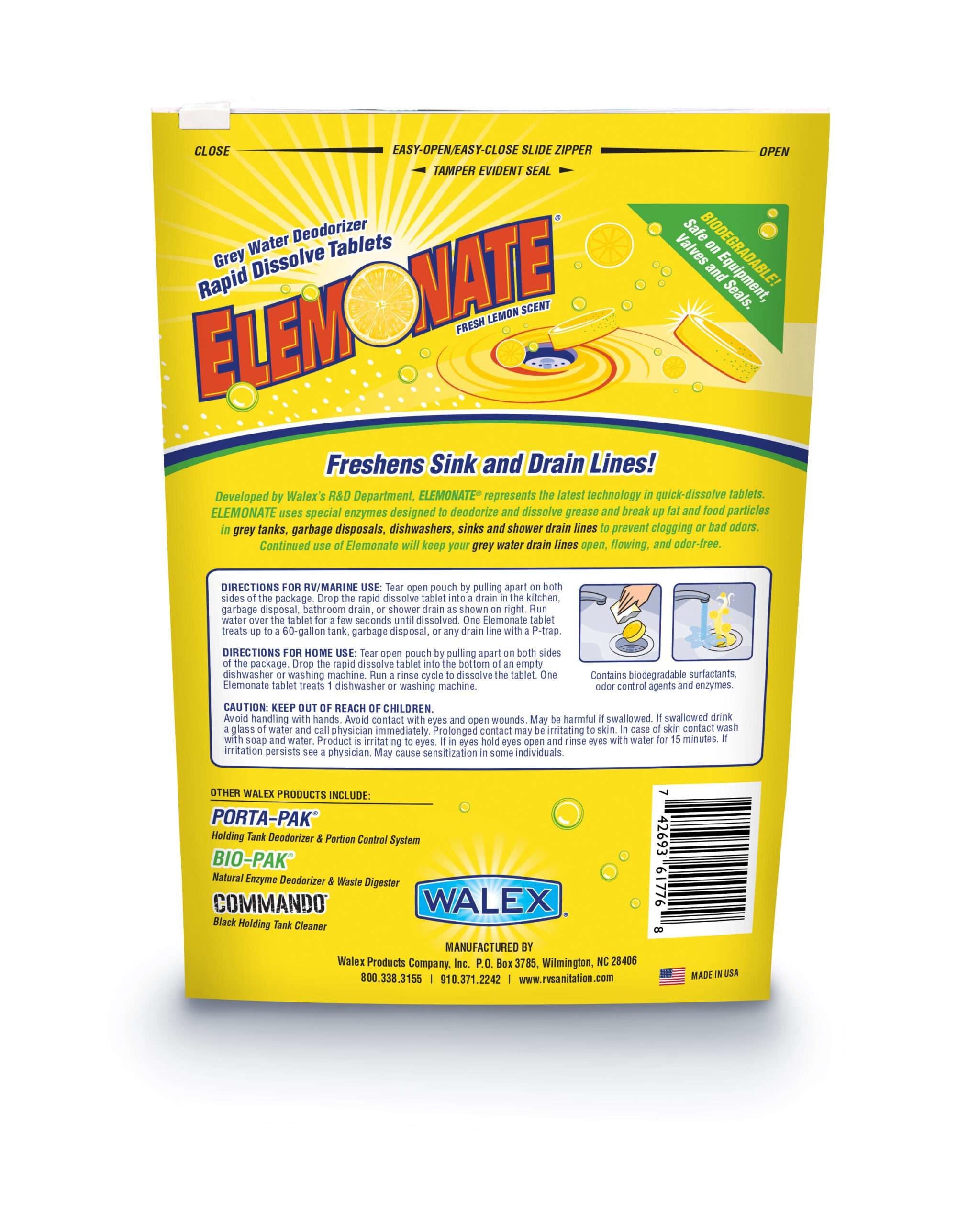 Walex ELEMBGCA - Elemonate® Grey Water Deodorizer - Fresh Lemon Scent - 5 per pack