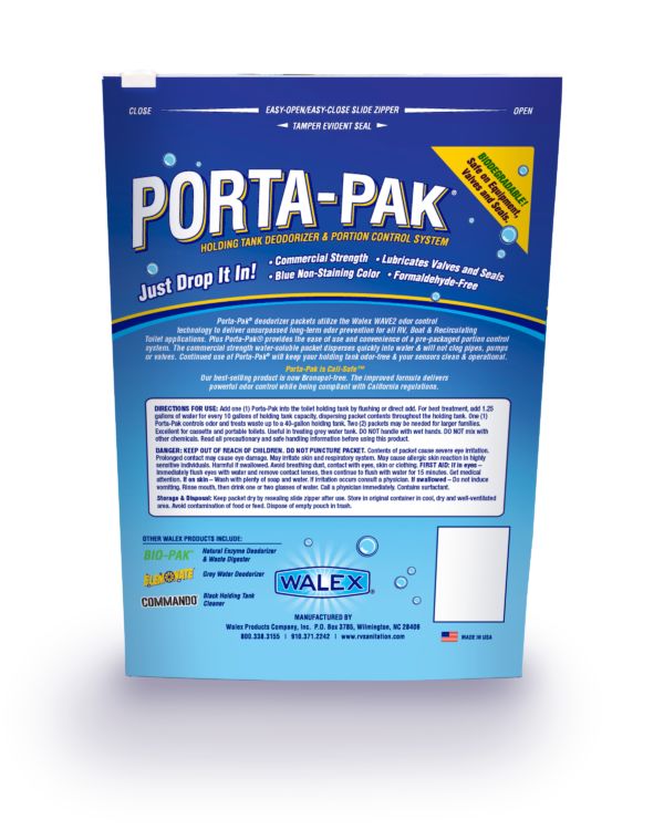 Walex PPRV10CA - Porta-Pak® RV Holding Tank Treatment - Fresh Scent - 10 per pack