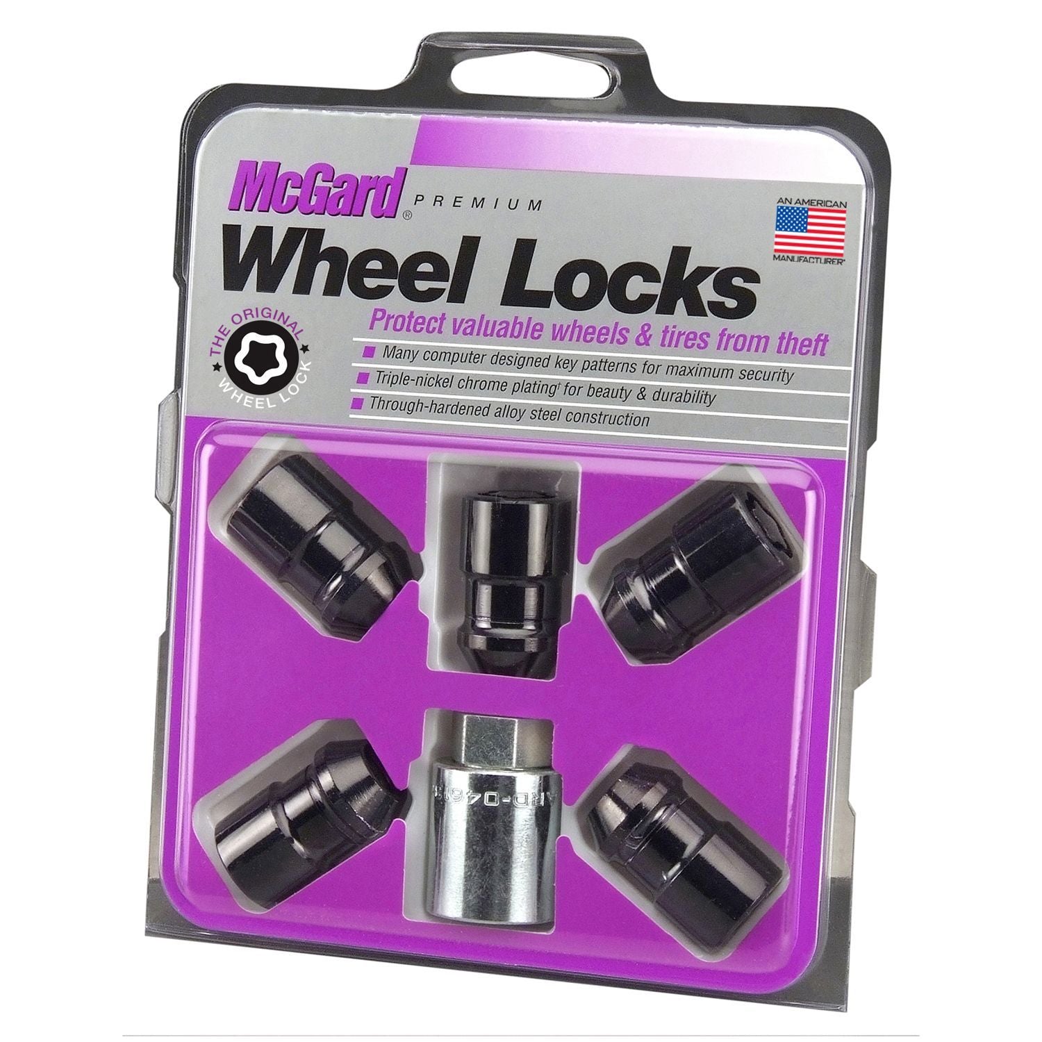 McGard 24526 - Black Cone Seat Wheel Lock (Set of 5) 1.46" Hex19mm