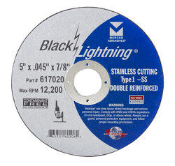 7"x5/64"x7/8" Black Lightning Cut-Off Wheel for Stainless Steel - Type 1