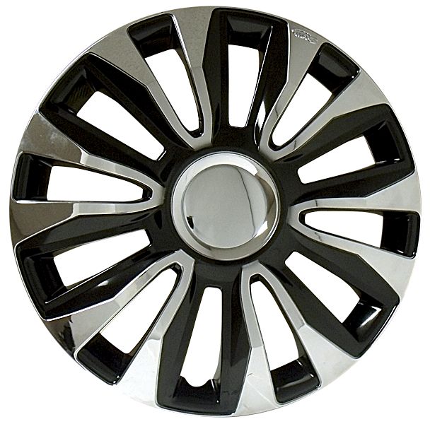 RTX 80-1286 - (4) ABS Wheel Covers - Black & Chrome 16"