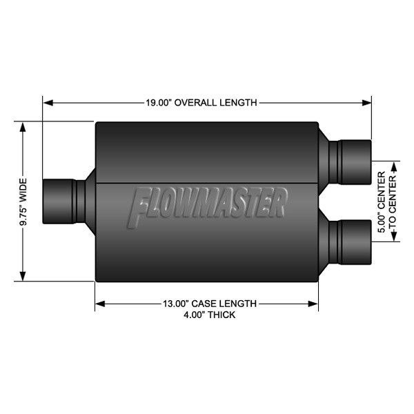 Flowmaster 942546 - Super 44 Series Delta Flow™ Aluminized Steel Oval Black Exhaust Muffler (2.5" Offset ID, 2.5" Center OD, 13" Length