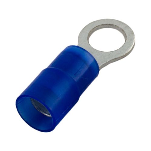 (100/PACK) INSULATED RING TERMINALS BLUE 16-14 GA STUD 8
