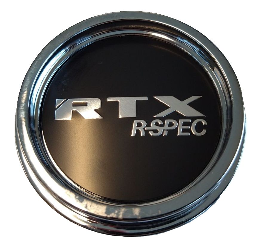 RTX CAPR9104B - Center Cap Chrome with RTX Rspec Chrome on Black Background