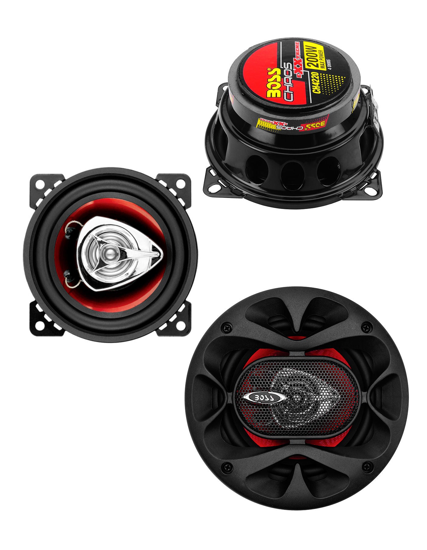 Boss CH4220 - Chaos Exxtreme 4" 2-Way 200W Full Range Speakers. (Sold in Pairs)