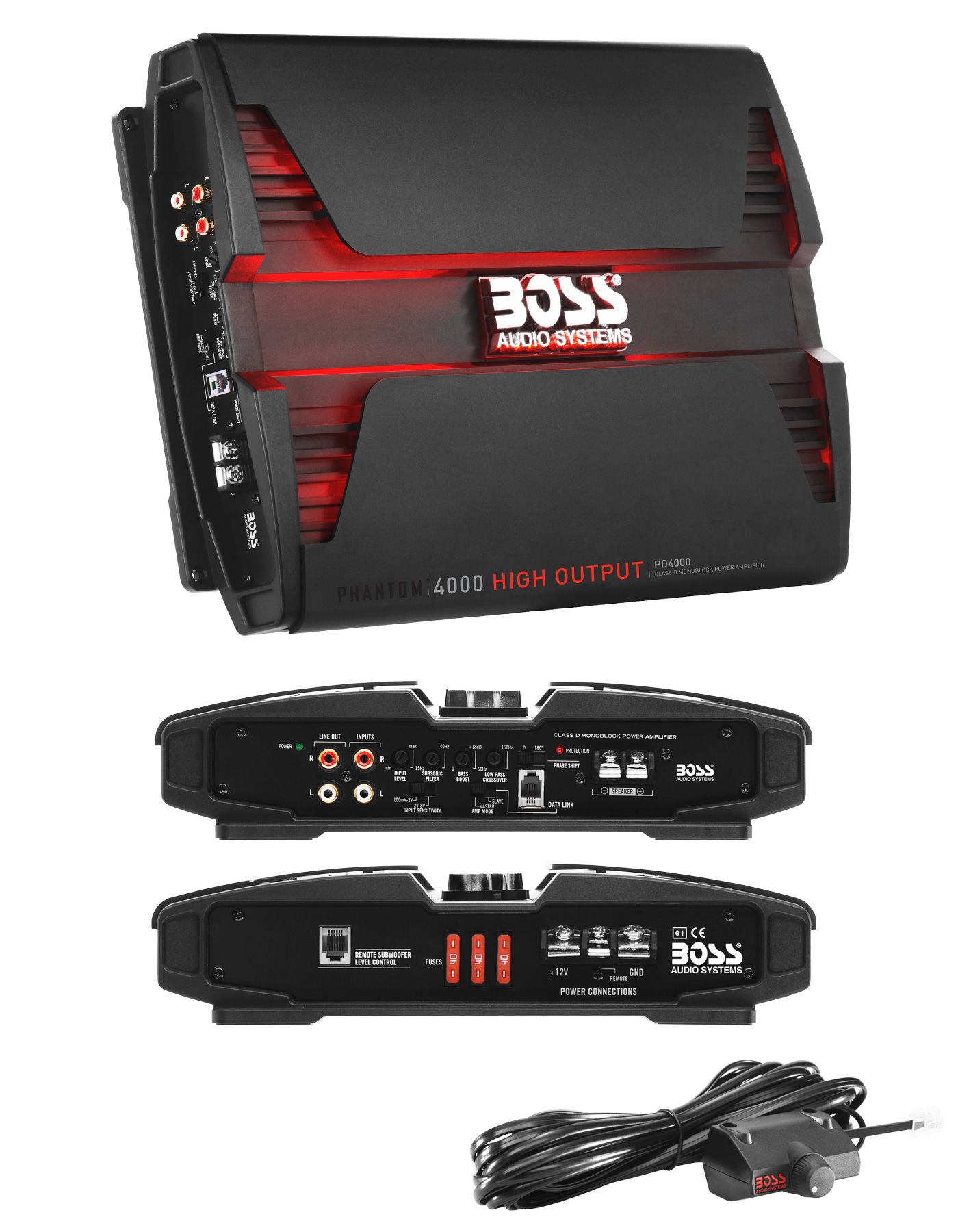 Boss PD4000 - Phantom Amplifier Monoblock Class D 4000W 15"L x 10.31"W x 2.25"H