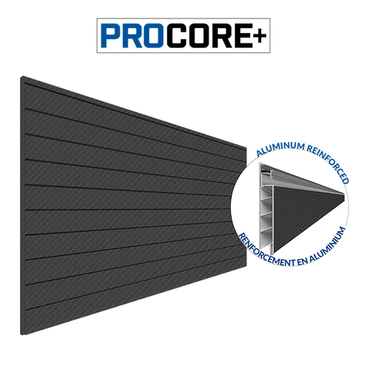 Proslat 87775 - PROCORE+ PVC Slatwall 4' x 8', Carbon Fiber Finish Black
