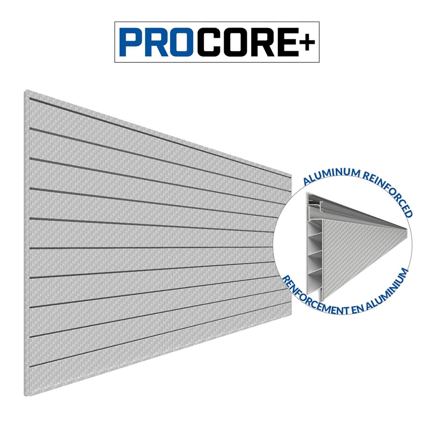 Proslat 87777 - PROCORE+ PVC Slatwall 4' x 8', Carbon Fiber Finish Silver