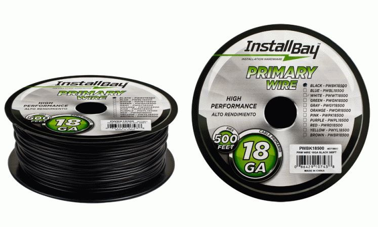 Install Bay PWBK18500 - Black Primary Wire 18 Gauge - Coil of 500 feet