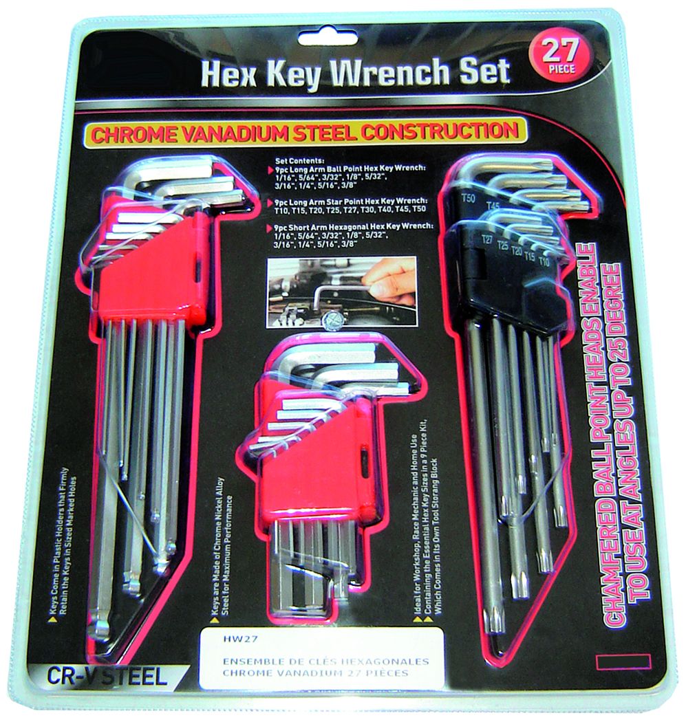 Rodac RDHW27 - Hexagonal Wrench Set - 27 Pieces