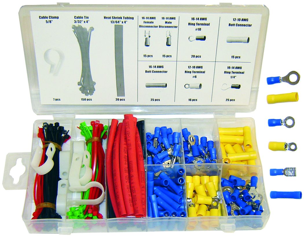 Heat Shrink Tubing, Terminal and Connector Assortment - 308 Pieces
