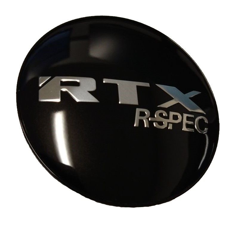 210K62ABRSCB - Center Cap Gloss Black RTX R-Spec Chrome with Black Background