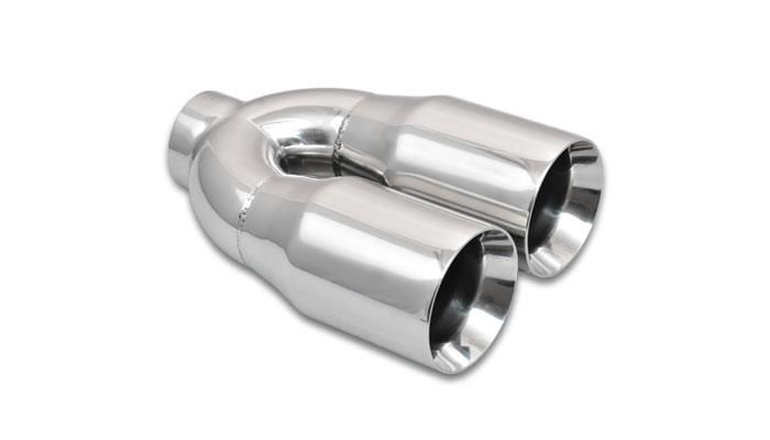 Exhaust Tip Weld-On 2"ID Dual 3"OD Strgt Cut 10"Long 304 S/S