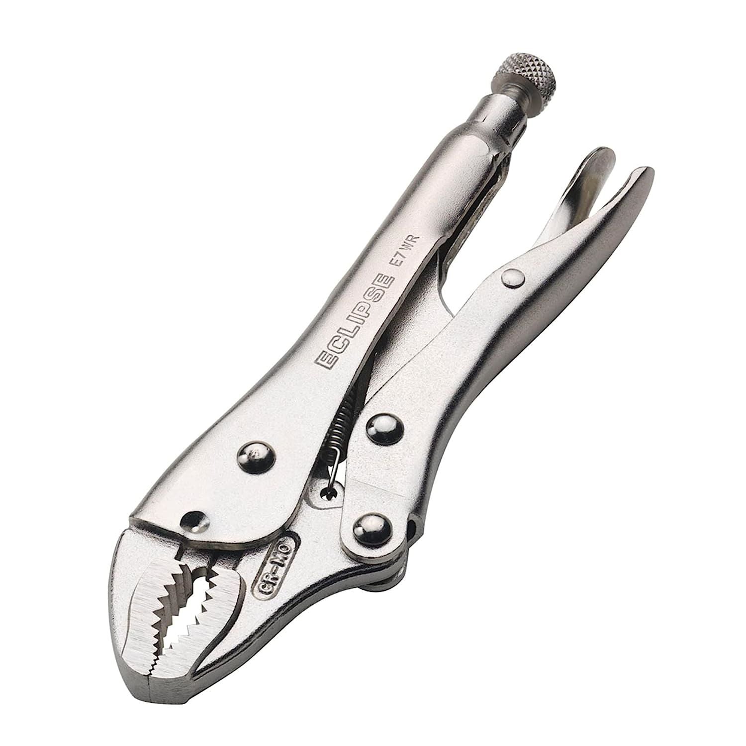Curved Jaw Locking Pliers with Wire Cutters, Chrome Molybdenum Steel, 7-Inch Size, 1-1/2-Inch Jaw Capacity