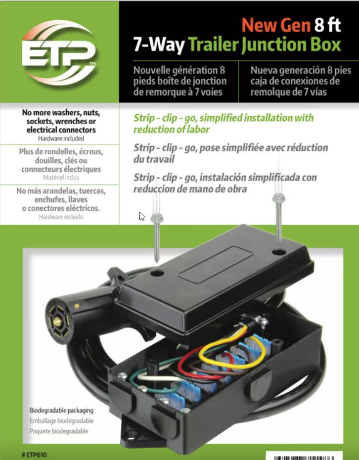 ETP Manufacturing ETP610 - New Gen 8 ft 7-Way Trailer Junction Box