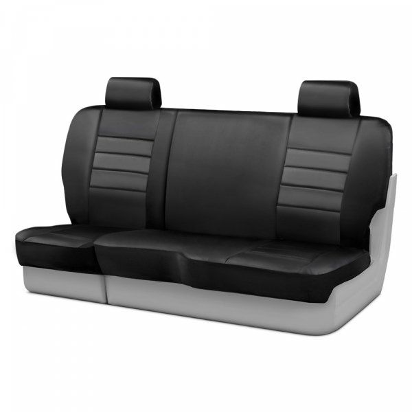 FIA® • SL62-38 BLK/BLK • LeatherLite • Soft Touch Simulated Leather Custom Fit Truck LeatherLite Seat Covers by Fia • Ford F-150 15-22, F-250/F-350/F-550 17-22, F-450 17-21